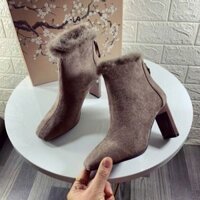 Boot cổ lông chất da lộn cao cấp về hai màu lông chuột và đen tuyền hàng xịn loại 1
