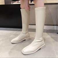 Boot đùi, boot cao cổ nữ bằng da đế 3 phân