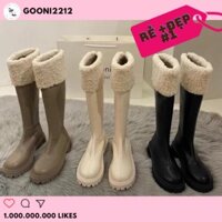 Boot đùi cổ lông, bốt cao cổ đế dày phong cách sang chảnh, boot mùa đông siêu ấm thời trang dành cho nữ