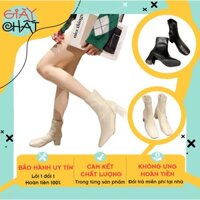 Boot nữ cao cổ đế vuông 7p, Bốt nữ cổ lửng chất da có khoá sau lên dáng cực sang chảnh