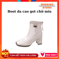 Boot nữ da cao cấp chữ miu , khoá kéo sau , gót cao 6cm , giày cao gót phụ nữ - Miukid HN