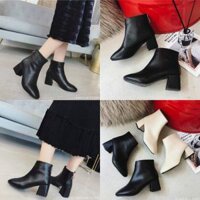 Boot nữ da lì khóa sau