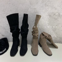 Boot Nữ da lộn cổ rộng cao đế 3cm hàng Quảng Châu Ulzzang phong cách hang quốc
