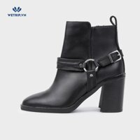 Boots Lửng Cao Gót Aldo (Màu Đen Phụ Kiện Tròn) mã BL-CG-ALDO-003-A