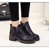 Boots nữ thấp cổ có khóa, giày boot nữ lót lông hàn quốc HOT