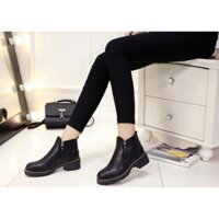 Boots nữ thấp cổ có khóa, giày boot nữ lót lông hàn quốc UYT