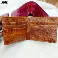 Bóp Da Cá Sấu Nguyên Con Siêu Mềm Gù Đầu Da Lưng Dáng Ngang