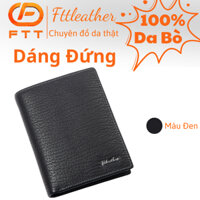 Bóp da nam dáng đứng cao cấp FTT Leather tiện lợi nhiều ngăn để thẻ cam kết da thật V9001B