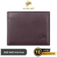 Bóp Nam Mini Nhỏ Gọn, Da Bò NAPA Mềm Mại - Vân Tự Nhiên, Thiết Kế Cổ Điển, Đơn Giản - Mỏng Nhẹ, Dáng Ngang - Gập 2, Đựng Tiền và Thẻ ATM Tiện Dụng - Hàng Chính Hãng SAIGIO - Nâu