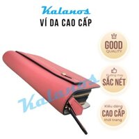 Bóp Ví dài cầm tay da bò cao cấp Kalanos KBN1020-Hong, Clutch cầm tay, ví dài da bò nữ đẹp cao cấp 2 khóa kéo màu hồng