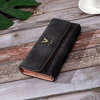 Bóp Ví nữ dài cầm tay gập khóa nhấn