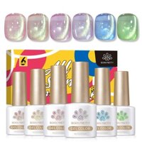 BORN PRETTY 6 Chiếc Xanh Ánh Sáng Mắt Mèo Gel Từ Tính Bộ Sơn Móng Tay Bóng Lấp Lánh Bán Vĩnh Viễn UV Varnish