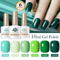 BORN PRETTY Set Sơn Gel 6 Màu Xanh Lá Chính Hãng Bộ Sơn Gel Sơn Móng Tay Gel Nhũ 10ml