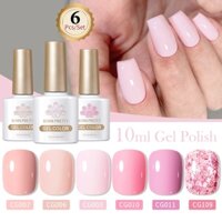 BORN PRETTY Set Sơn Gel 6 Màu Chính Hãng Màu Hồng Bộ Sơn Gel Nhũ Sơn Móng Tay Gel Nail 10ml