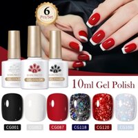 BORN PRETTY Set Sơn Gel Nhũ Chính Hãng 6 Màu Sơn Móng Tay Gel Nhũ Sơn Gel Nail 10ml