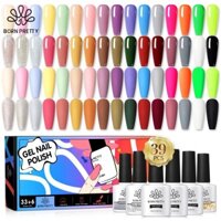 BORN PRETTY Sơn Gel Set Gel Sơn Móng Tay Màu Nhũ, Pastel, Xanh Dương, Nâu Set Sơn Gel 6ml ( Top,Base,Top Lì) 39pcs