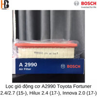 BOSCH Lọc Gió Động Cơ A2990 Cho Xe Toyota Fortuner 2.4/2.7 (15-), Hilux 2.4 (17-), Innova 2.0 (17-)