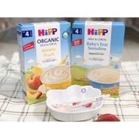 Bột ăn dặm hip sữa chuối, Đào  organic cho bé từ 4m