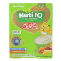 Bột ăn dặm NutiFood Nuti IQ 3 vị mặn (gà, bò, heo) 4 gói hộp 200g (6 - 24 tháng)