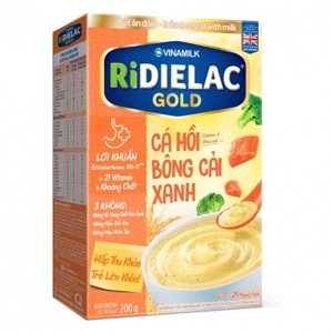 Bột ăn dặm Ridielac Gold cá hồi bông cải xanh - Hộp giấy 200g