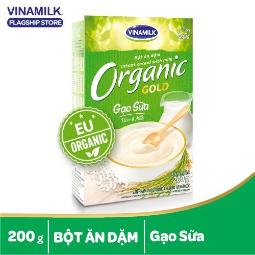 Bột ăn dặm Vinamilk organic Gold gạo sữa 200g