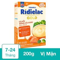 Bột ăn dặm Vinamilk Ridielac Gold cá hồi, bông cải xanh hộp 200g (7 - 24 tháng)