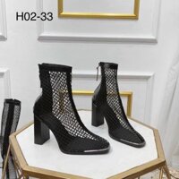 Bốt  Boot Lưới Cổ Ngắn Gót Vuông 5cm Khóa Sau Hàng Cao Cấp Hiện Đại