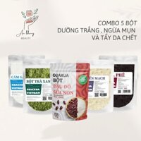 Bột Cám Gạo Sữa, Đậu Đỏ, Trà xanh, Yến Mạch, Bã Cà Phê (Combo 5 Làm Đẹp Da Obaxua) 75/túi-Giải pháp dưỡng trắng da
