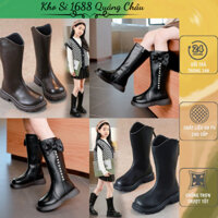 Bốt Cao Cổ Bé Gái Da PU Đính Nơ Tiểu Thư - Giày Boot Cổ Cao Bé Gái Cao Cấp (2298-0177-6688-222)