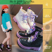 Bốt Cao Cổ Bé Gái Gắn Thỏ Cute Da PU Mềm, Giày Boot Cao Cổ Cho Bé Gái 3-14 Tuổi (999)