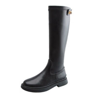 bốt cao cổ nữ boot nữ đế bệt da pu có khoá kéo tôn dáng thời trang Hàn Quốc