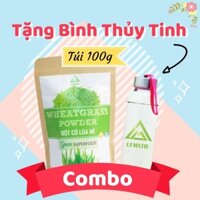 Bột cỏ lúa mì sấy lạnh nguyên chất Lematie (100g) + tặng bình thủy tinh, detox, giảm cân, eat clean, chứng nhận ATVSTP