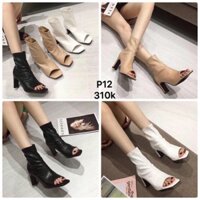 Bốt da hở mũi kéo khoá
