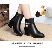 Bốt Da Lót Lông Cổ Ngắn Hàng Quảng Châu Cao Cấp Da Mềm Êm Chân Siêu Ấm Hot Trend 2024