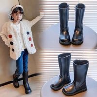 Bốt da trẻ em, giày bốt martin cổ cao lót nhung thời trang cho bé gái