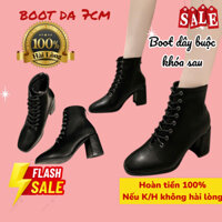 Bốt Dây Buộc Boot Nữ Cổ Cao Có Khoá Kéo Sau Bên trong lót Lông (da Bóng và Da Mờ)