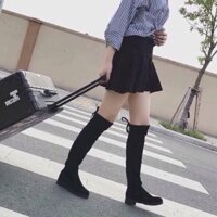 Bốt đùi da lộn đế bệt