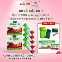 Bột gạo lứt Plus X3 Như Ý NY ( Tặng dây đo), Giảm cân hiệu quả an toàn, lợi sữa hộp 20 gói