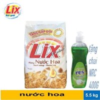 Bột giặt Lix 5.5kg HƯơng NƯớc hoa tặng  kèm nước rửa chén 400g