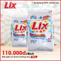 BỘT GIẶT LIX EXTRA 6KG HƯƠNG HOA - TẨY SẠCH MỌI VẾT BẨN CỨNG ĐẦU