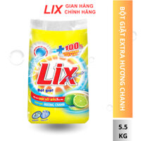 Bột giặt LIX Extra Hương Chanh 5.5Kg Quấn Kèm 750G - Làm Sạch Vết Bẩn Cực Mạnh - Lixco Việt Nam