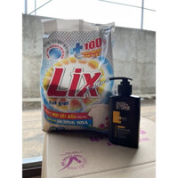 Bột giặt Lix Extra hương hoa bịch 5.5KG Tặng 1 chai dầu tắm gội 650g - xà bông giặt quần áo thơm lâu, bền vải, loại bỏ v