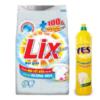 Bột Giặt Lix Extra Hương Hoa 5.5kg Tặng Kèm Nước Rửa Chén Yes Tiết Kiệm Chanh 750g