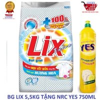Bột giặt Lix Extra Hương hoa (5,5kg) Tặng Nước Rửa Chén 750g
