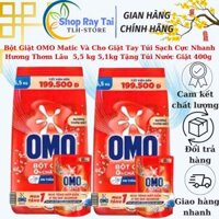 Bột Giặt OMO Matic Và Cho Giặt Tay Túi Sạch Cực Nhanh Hương Thơm Lâu  5,5 kg 5,1kg Tặng Túi Nước Giặt 400g Chính Hãng
