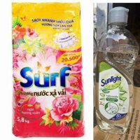 Bột giặt SURF 6kg tặng kèm chai nước rửa chén 370ml