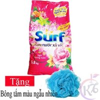 Bột giặt Surf bịch 5.5kg hương nước xả vải ngát hương xuân Tặng 1 bông tắm màu ngẫu nhiên - xà bông giặt đồ surf 5.5 kg