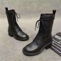 Bốt nữ, Boot cổ cao chiến binh lót lông da PU cá tính