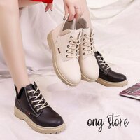 Bốt nữ Boots nữ đế thấp cổ V (2 màu)