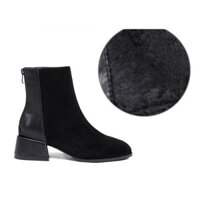 Bốt nữ cao cấp_Bốt nữ da lộn gót vuông 4cm ôm chân. boot nữ hàng hiệu.